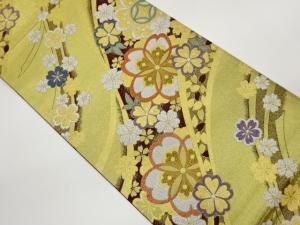 曲線に桜尽くし模様織出し袋帯